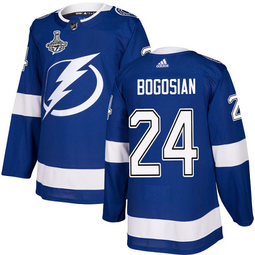 Adidas Tampa Bay Lightning Men #24 Zach Bogosian Blue Home Authentic 2020 Stanley Cup Champions Stitched NHL Jersey